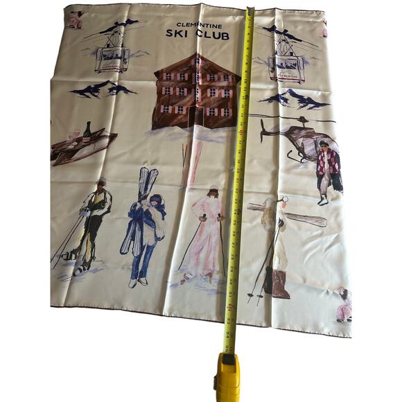 Clementine Sleepwear Ski Club Silk Scarf 90 - New in Box - Picture 5 of 6